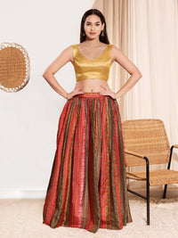 Vamas Shimmer V Neck Yoke Solid Sleeveless Blouse