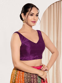 Vamas V Neck Yoke Solid Sleeveless Blouse