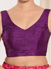 Vamas V Neck Yoke Solid Sleeveless Blouse