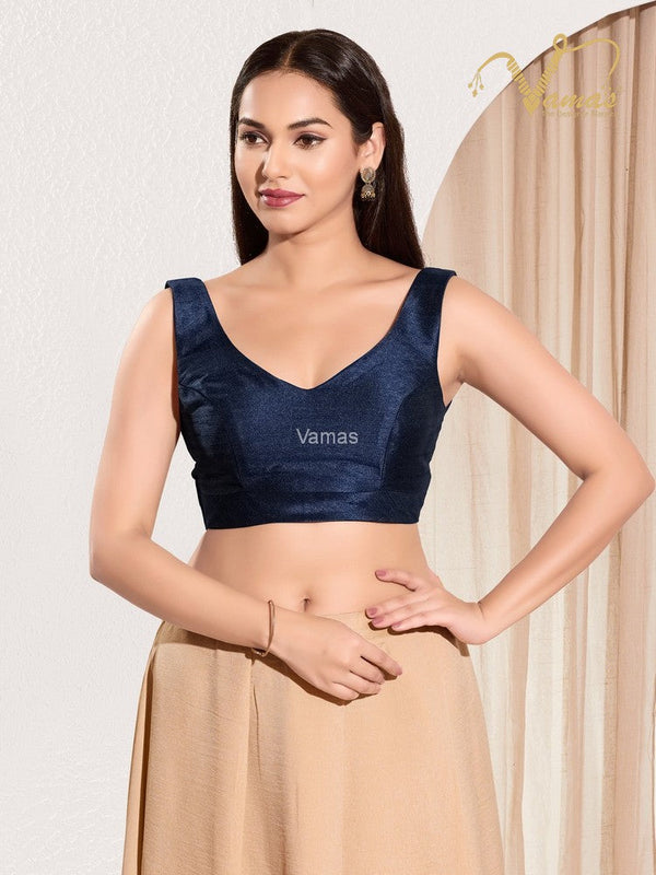 Vamas Women's Mulbury Silk Padded Back Open Sleeveless Saree Blouse ( X-1092.NS )