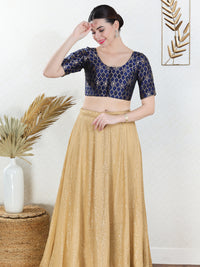 Brocade Sequence Round Neck Festive Wear Blouse