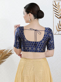 Brocade Sequence Round Neck Festive Wear Blouse