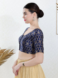Brocade Sequence Round Neck Festive Wear Blouse