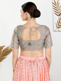 Pastel Threadwork Printed Round Neck Blouse