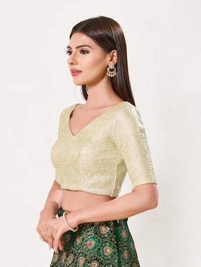 Vamas Basic Gold Brocade Blouse