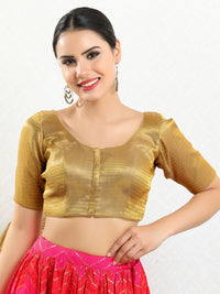 Slub Tissue Round Neck Essential Festive Blouse