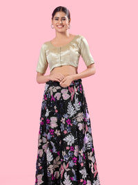 Slub Tissue Round Neck Essential Festive Blouse