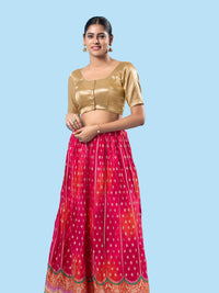 Slub Tissue Round Neck Essential Festive Blouse