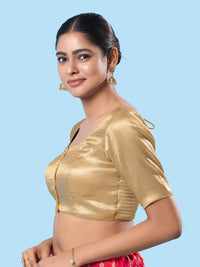 Slub Tissue Round Neck Essential Festive Blouse