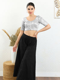 Slub Tissue Round Neck Essential Festive Blouse