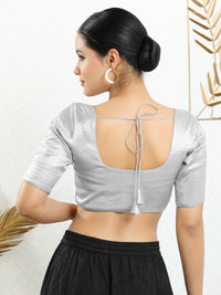 Slub Tissue Round Neck Essential Festive Blouse