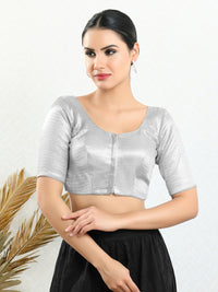 Slub Tissue Round Neck Essential Festive Blouse