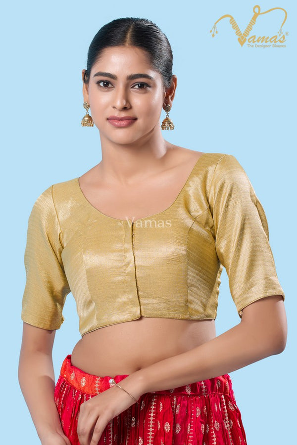 Vamas Women's Shimmer Padded Front Open Elbow Sleeves Saree Blouse ( X-1107.ELB )