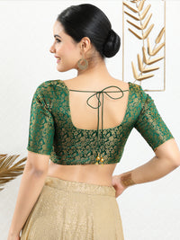 Vamas Brocade Essential Front Open Round Neck Blouse