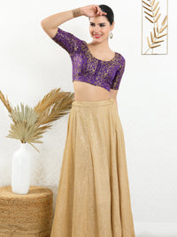 Vamas Brocade Essential Front Open Round Neck Blouse