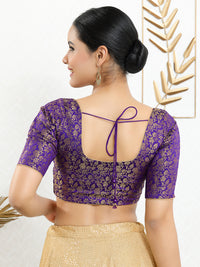 Vamas Brocade Essential Front Open Round Neck Blouse