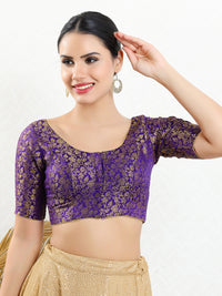 Vamas Brocade Essential Front Open Round Neck Blouse