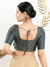 Vamas Brocade Essential Front Open Round Neck Blouse