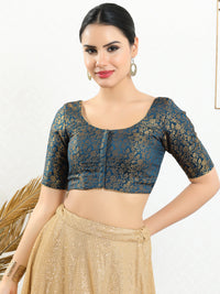Vamas Brocade Essential Front Open Round Neck Blouse