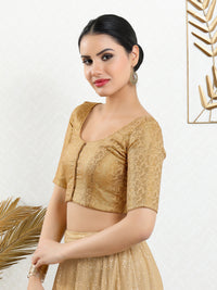 Vamas Brocade Essential Front Open Round Neck Blouse