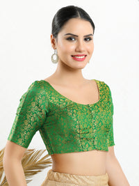 Vamas Brocade Essential Front Open Round Neck Blouse