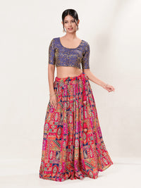 Vamas Brocade Essential Front Open Round Neck Blouse