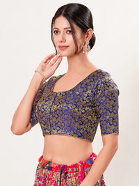 Vamas Brocade Essential Front Open Round Neck Blouse