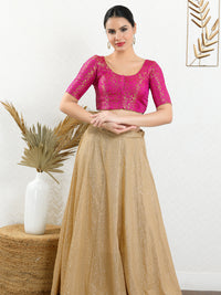 Vamas Brocade Essential Front Open Round Neck Blouse