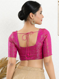 Vamas Brocade Essential Front Open Round Neck Blouse