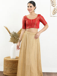 Vamas Brocade Essential Front Open Round Neck Blouse