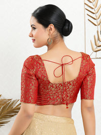 Vamas Brocade Essential Front Open Round Neck Blouse