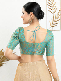 Vamas Brocade Essential Front Open Round Neck Blouse