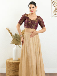 Vamas Brocade Essential Front Open Round Neck Blouse