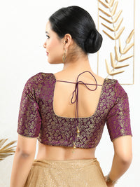 Vamas Brocade Essential Front Open Round Neck Blouse