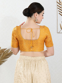 Vamas Brocade Essential Front Open Round Neck Blouse