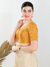 Vamas Brocade Essential Front Open Round Neck Blouse