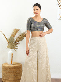 Vamas Brocade Flower Butti Round Neck Blouse