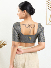 Vamas Brocade Flower Butti Round Neck Blouse