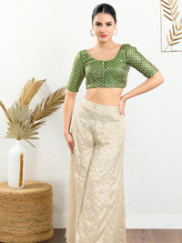 Vamas Brocade Flower Butti Round Neck Blouse