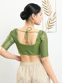 Vamas Brocade Flower Butti Round Neck Blouse