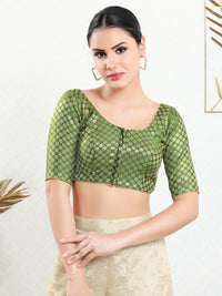 Vamas Brocade Flower Butti Round Neck Blouse