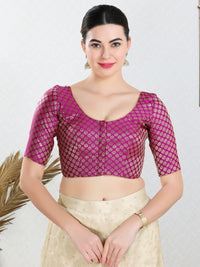 Vamas Brocade Flower Butti Round Neck Blouse