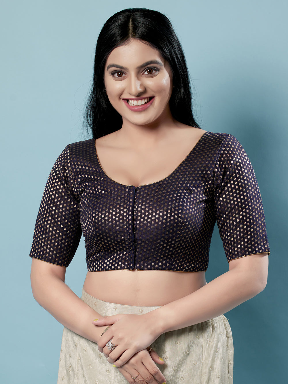 Brocade Paisley Butti Round Neck Blouse