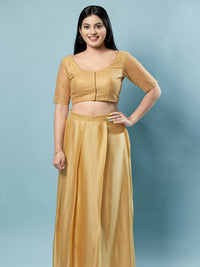 Net Threadwork Embroidery Round Neck Blouse
