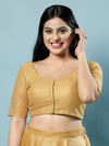 Net Threadwork Embroidery Round Neck Blouse