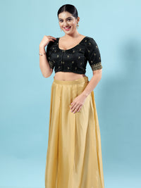 Dupion Silk Scallop Embroidery Sleeves Blouse