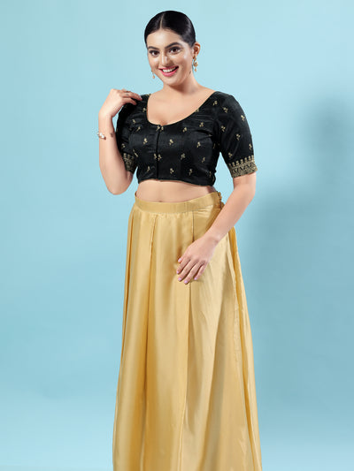 Dupion Silk Scallop Embroidery Sleeves Blouse