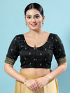 Dupion Silk Scallop Embroidery Sleeves Blouse