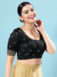 Dupion Silk Scallop Embroidery Sleeves Blouse