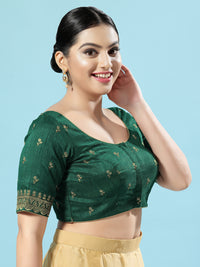 Dupion Silk Scallop Embroidery Sleeves Blouse